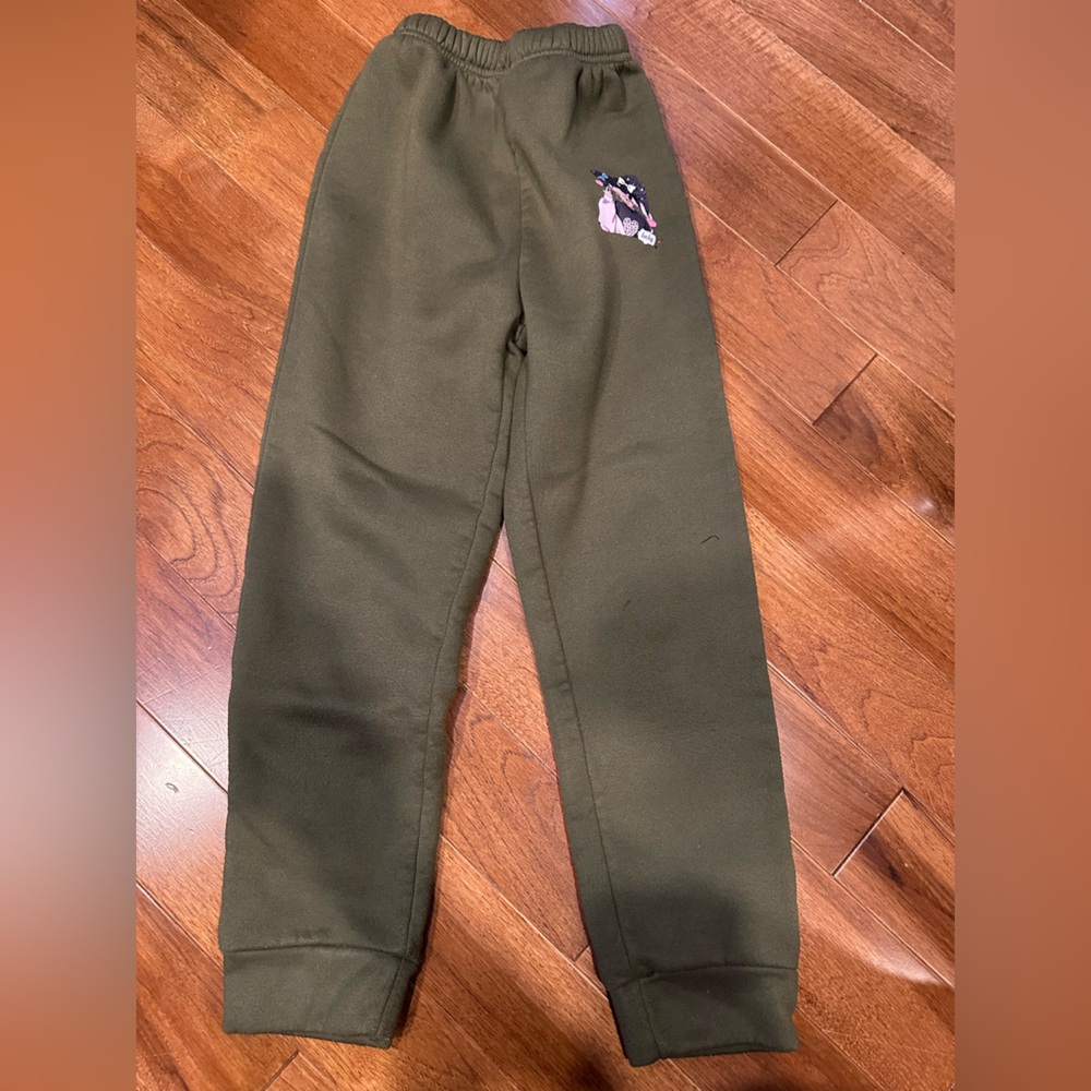 Kids Olive Green Joggers with Fun Patch